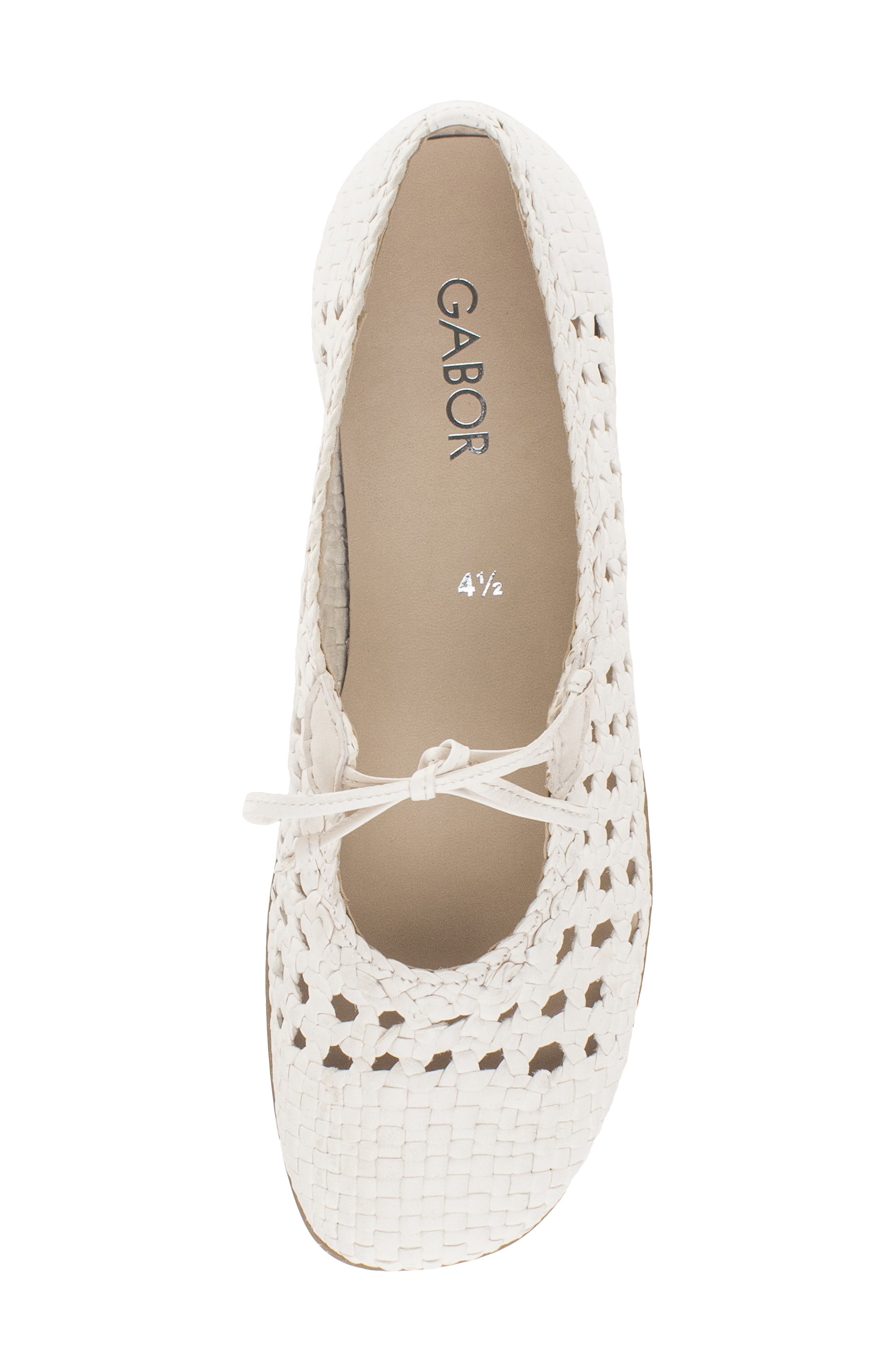 Gabor Woven Ballet Flat, Alternate, color, Creme