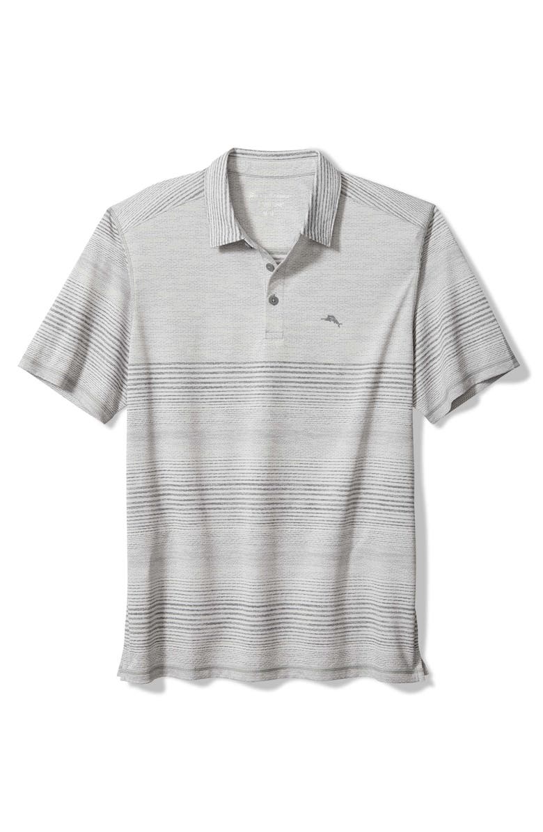 Tommy Bahama Sea Island Stripe IslandZone<sup>®</sup> Performance Polo, Main, color, Grey Thunder