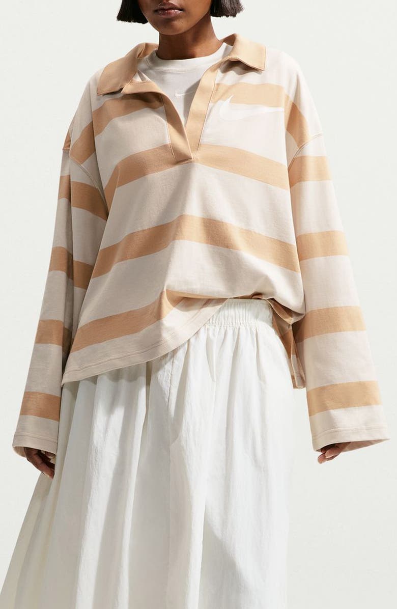 Nike Sportswear Prep Stripe Cotton Top, Main, color, Light Bone/Sail