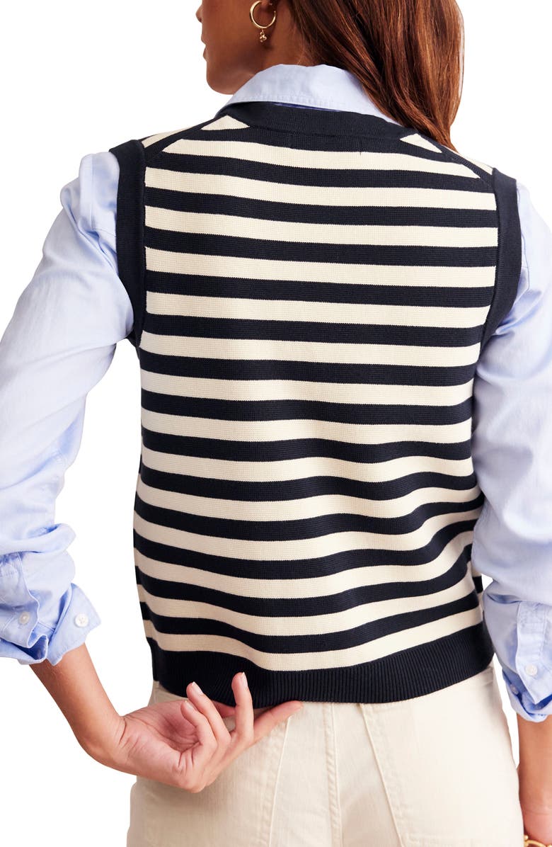 Boden Holly Stripe Cotton Button-Up Vest, Alternate, color,