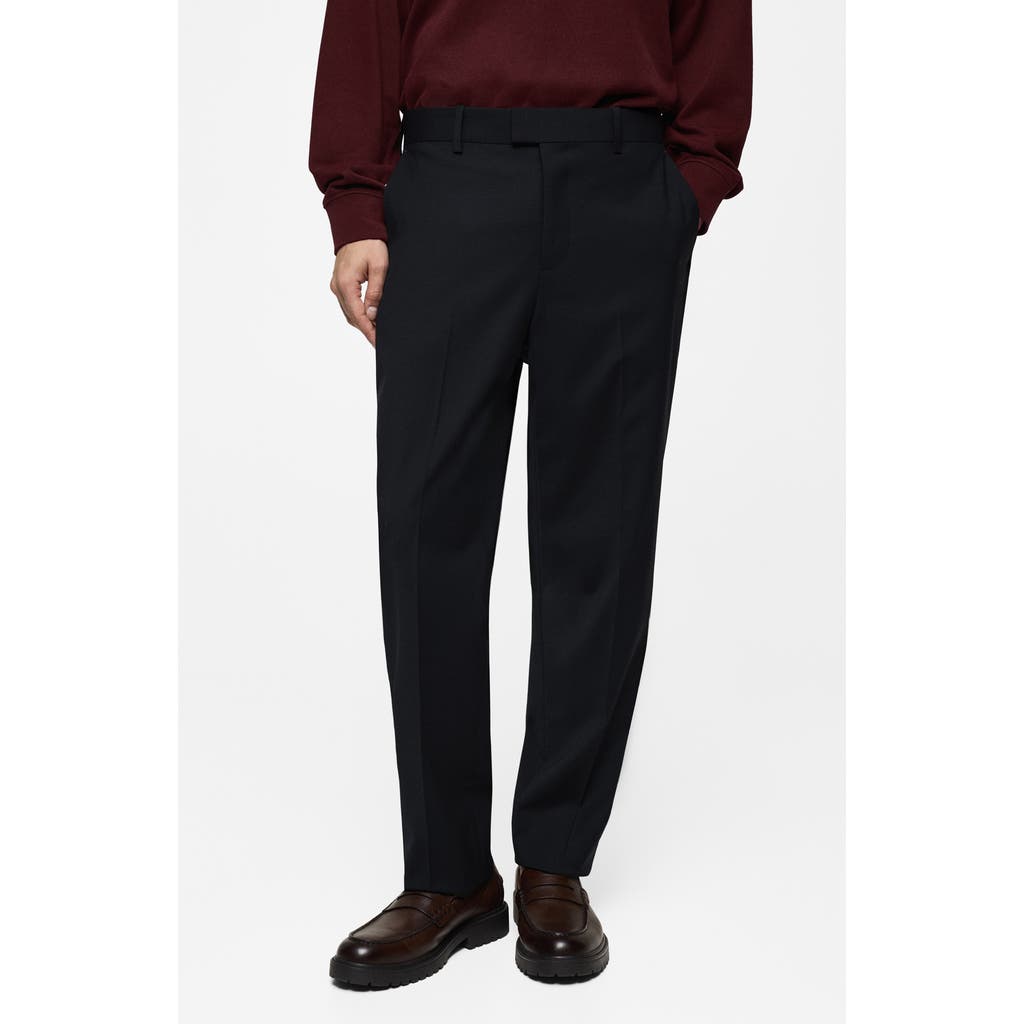 Mango Regular Fit Dress Pants In Dark Navy