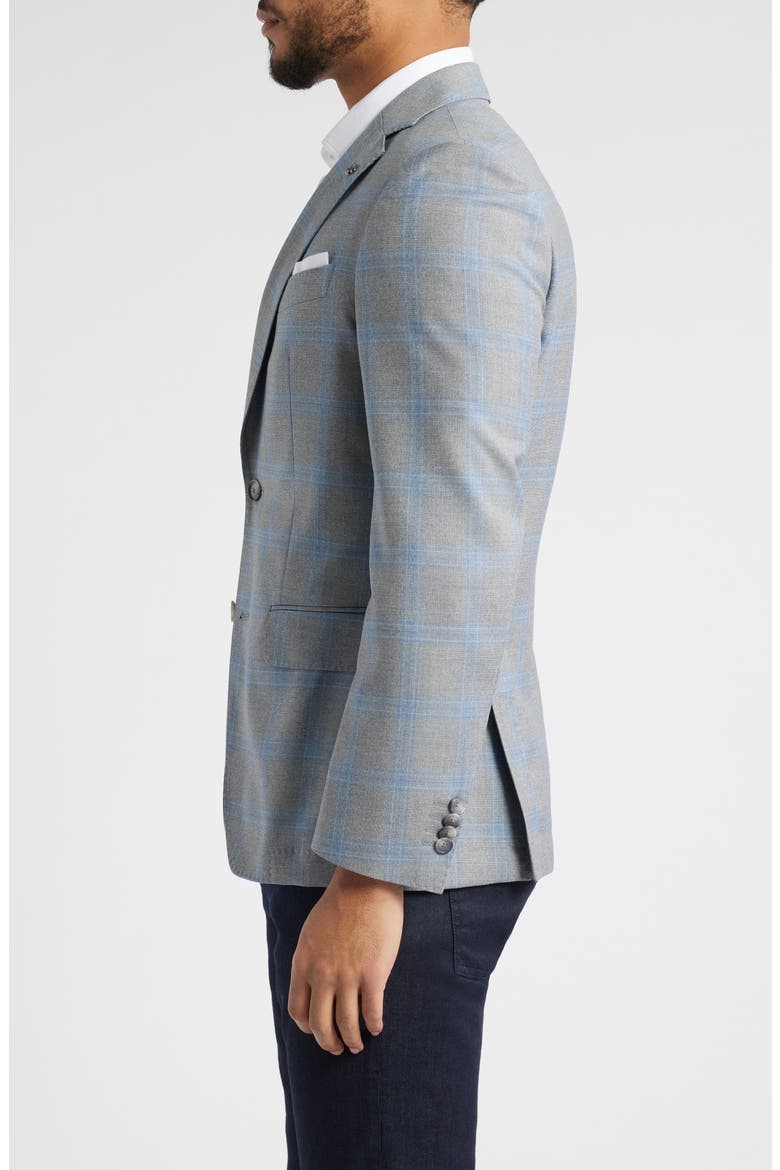 Hutson Slim Fit Windowpane Check Wool Sport Coat, Alternate, color, SILVER GREY