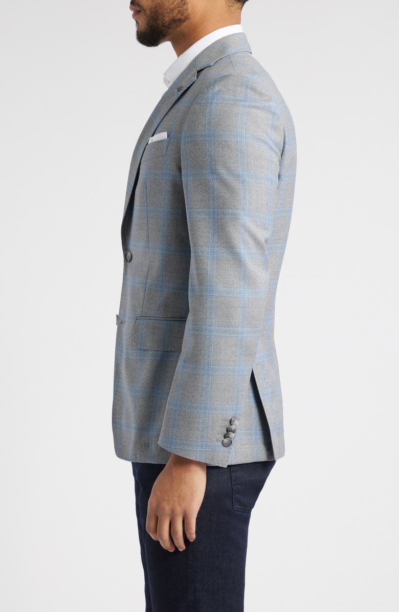 BOSS Hutson Slim Fit Windowpane Check Wool Sport Coat, Alternate, color, Silver Grey