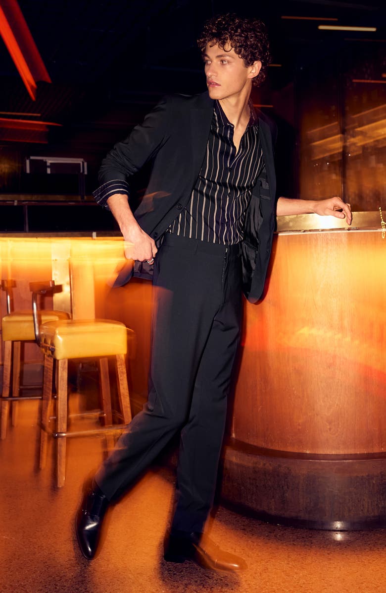 Open Edit Stripe Long Sleeve Button-Up Shirt, Alternate, color, Black Kiyoshi Stripe