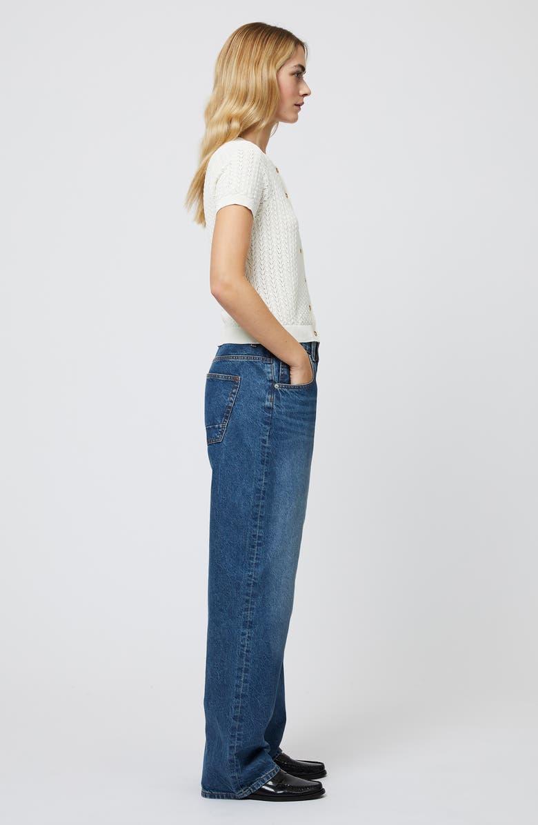 French Connection Pointelle Cotton Blend Cardigan, Alternate, color, Cream