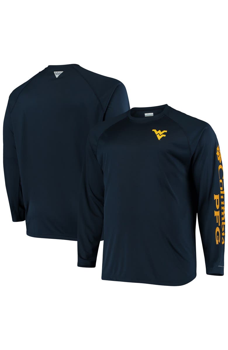 Columbia Men's Columbia Navy West Virginia Mountaineers Big & Tall Terminal Tackle Long Sleeve Omni-Shade T-Shirt, Main, color, 