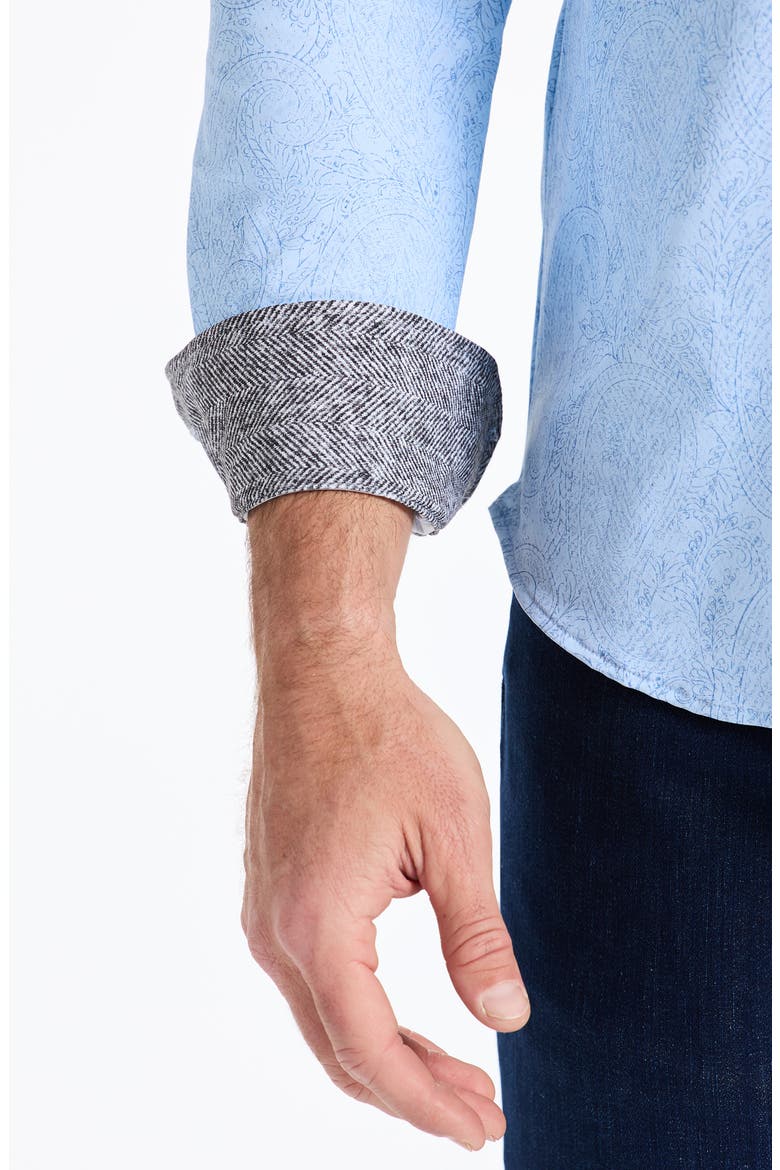 Thurston Paisley Knit Button-Up Shirt, Alternate, color, BLUE