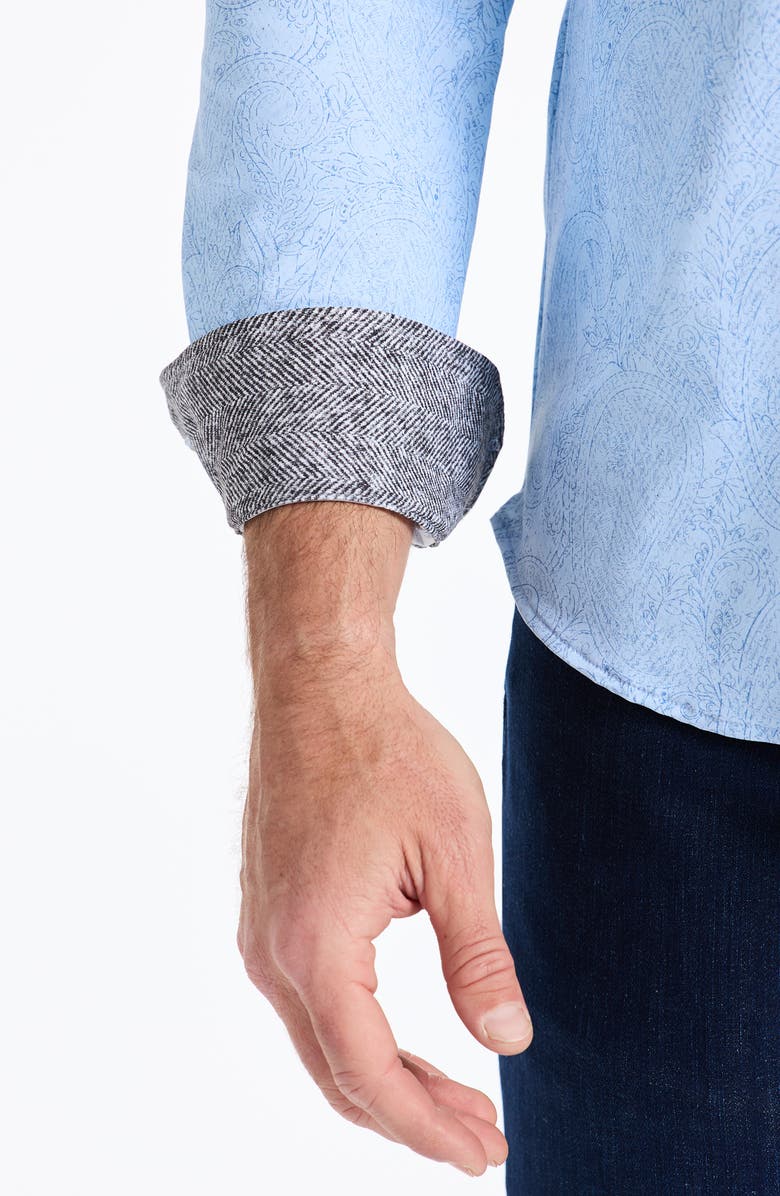 Robert Graham Thurston Paisley Knit Button-Up Shirt, Alternate, color, Blue