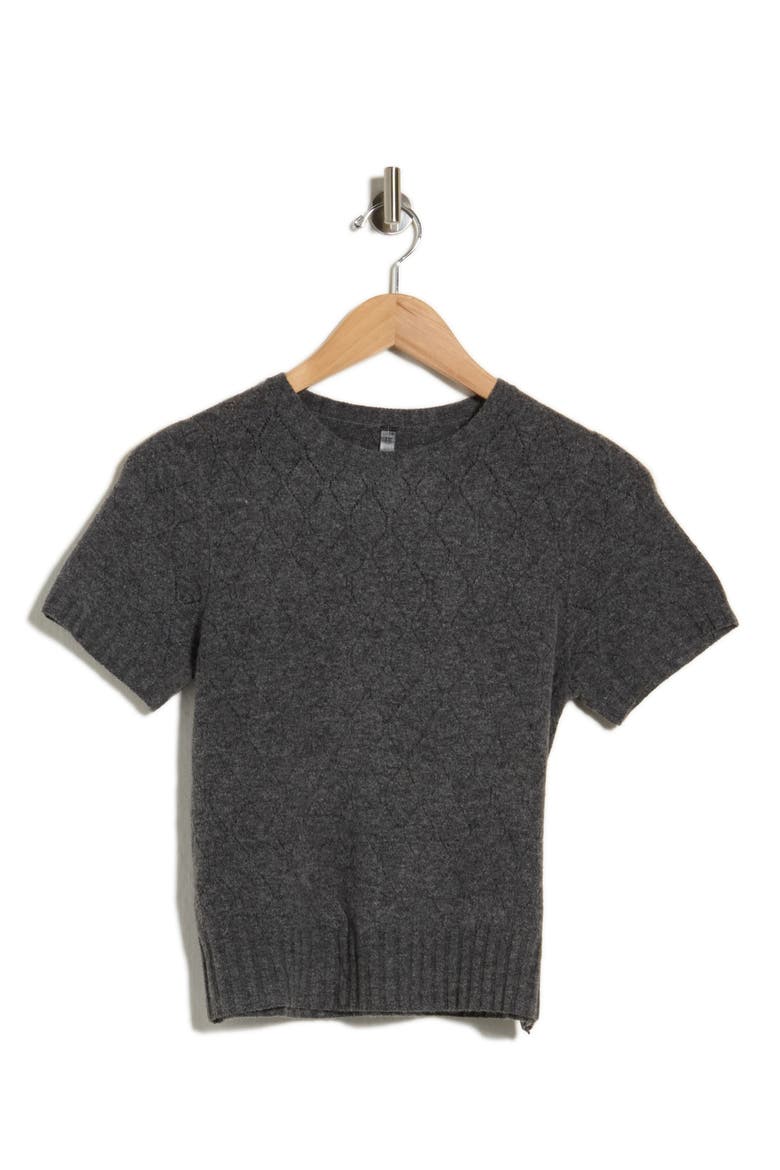 Carrie Diamond Pointelle Sweater, Alternate, color, GALAXY GREY HEATHER