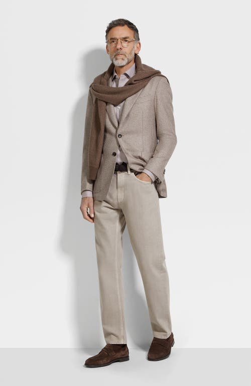 Zegna Gingham Single-breasted Blazer In Brown