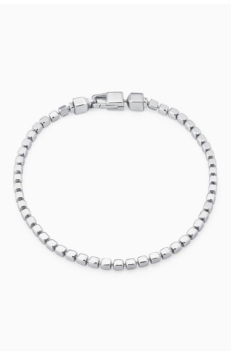 Oradina Sterling Silver Modern Cube Link Bracelet, Main, color, Sterling Silver