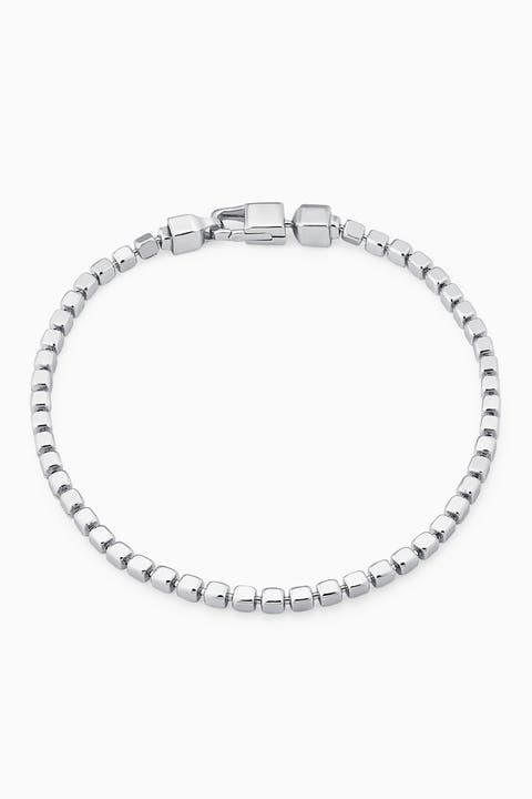 Sterling Silver Modern Cube Link Bracelet