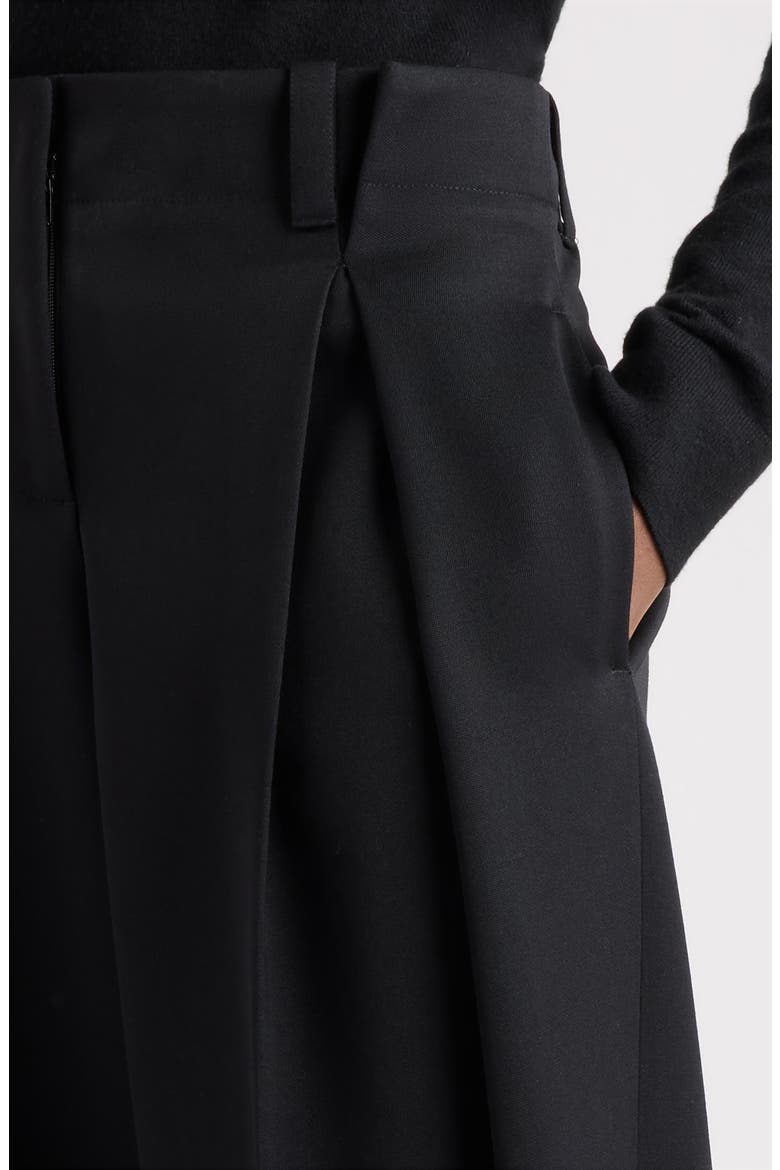 Pinched Pleat Wide Leg Wool Pants, Alternate, color, BLACK