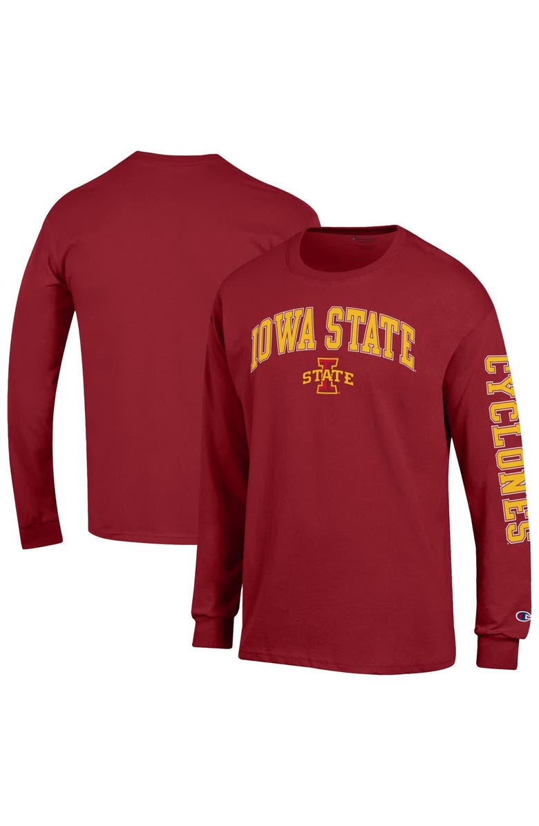 Champion Men's Champion  Cardinal Iowa State Cyclones Arch Over Logo 2-Hit Long Sleeve T-Shirt, Main, color, Cardinal