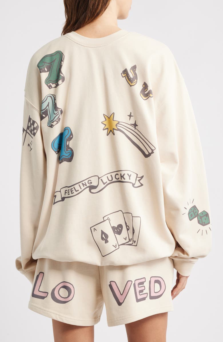 THE MAYFAIR GROUP Feeling Lucky Reversible Crewneck Graphic Sweatshirt, Alternate, color, 