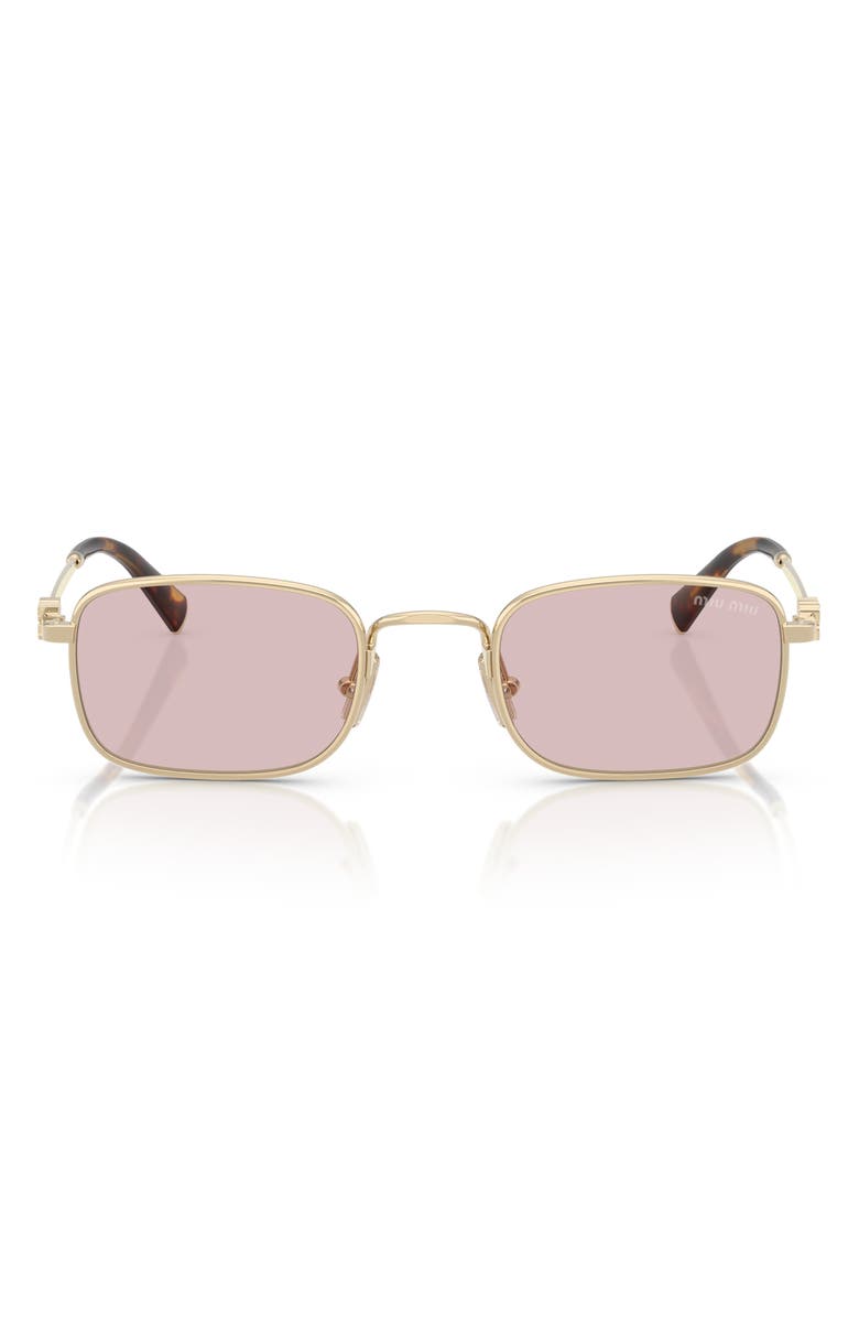 Miu Miu 49mm Rectangular Sunglasses, Main, color, Pale Gold / Pink