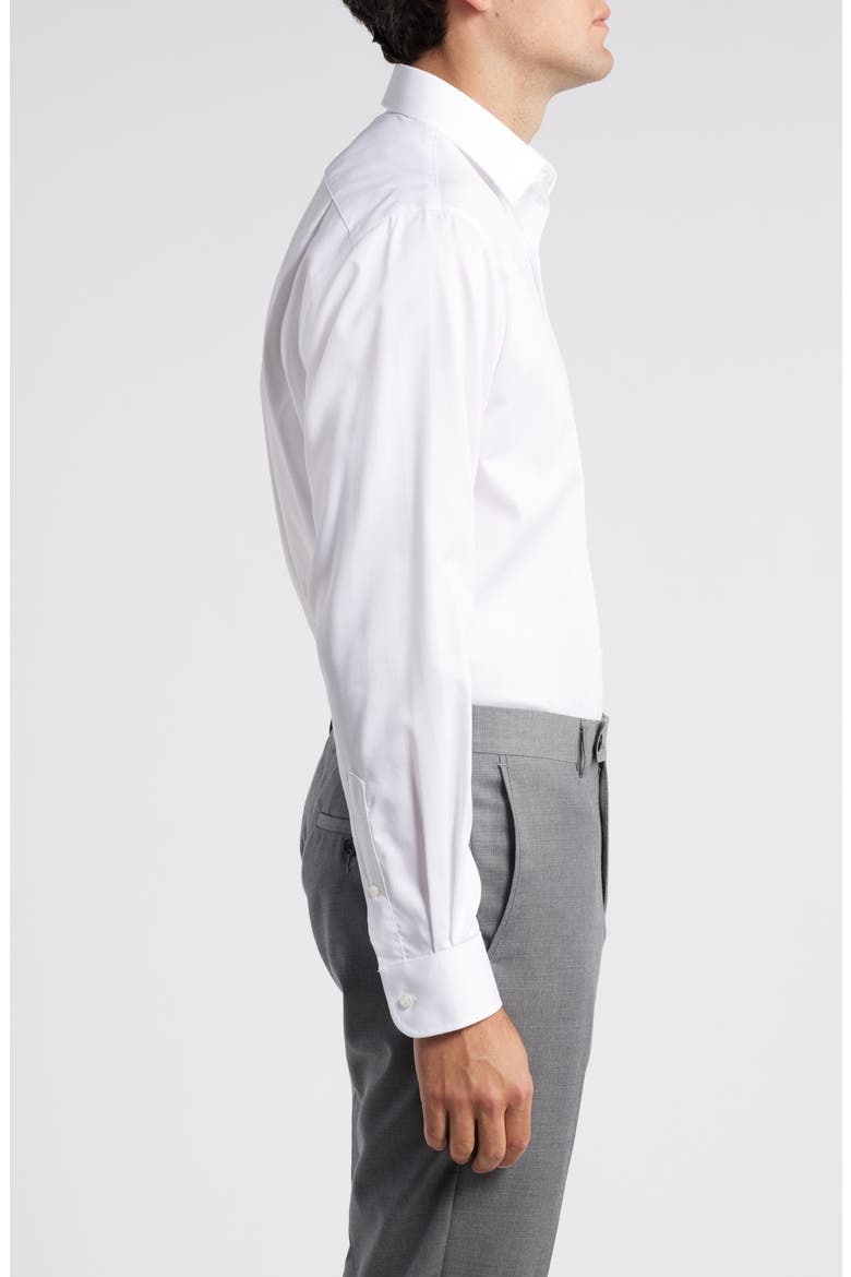 Traditional Fit Solid Herringone Dress Shirt, Alternate, color, WHITE HERRINGBONE