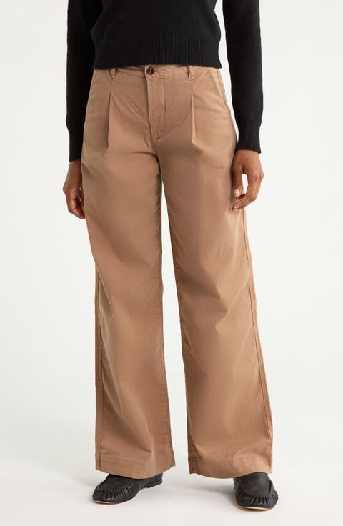 Jules Pleated Wide Leg Chino Pants