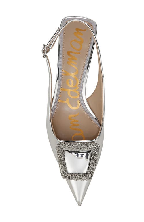 Sam Edelman Kammie Slingback Pointed Toe Kitten Heel Pump In Silver