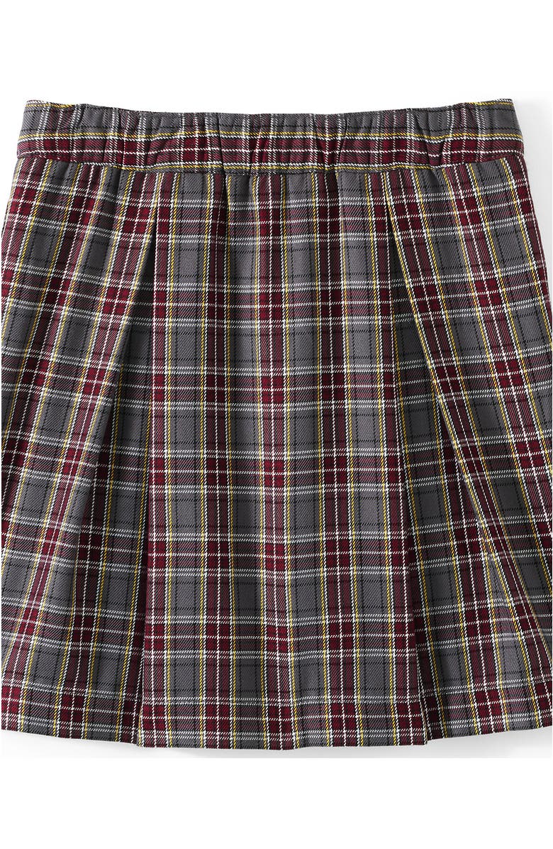 Lands' End School Uniform Girls Plaid Skort Top of Knee, Alternate, color, Gray Heather/Maroon Plaid