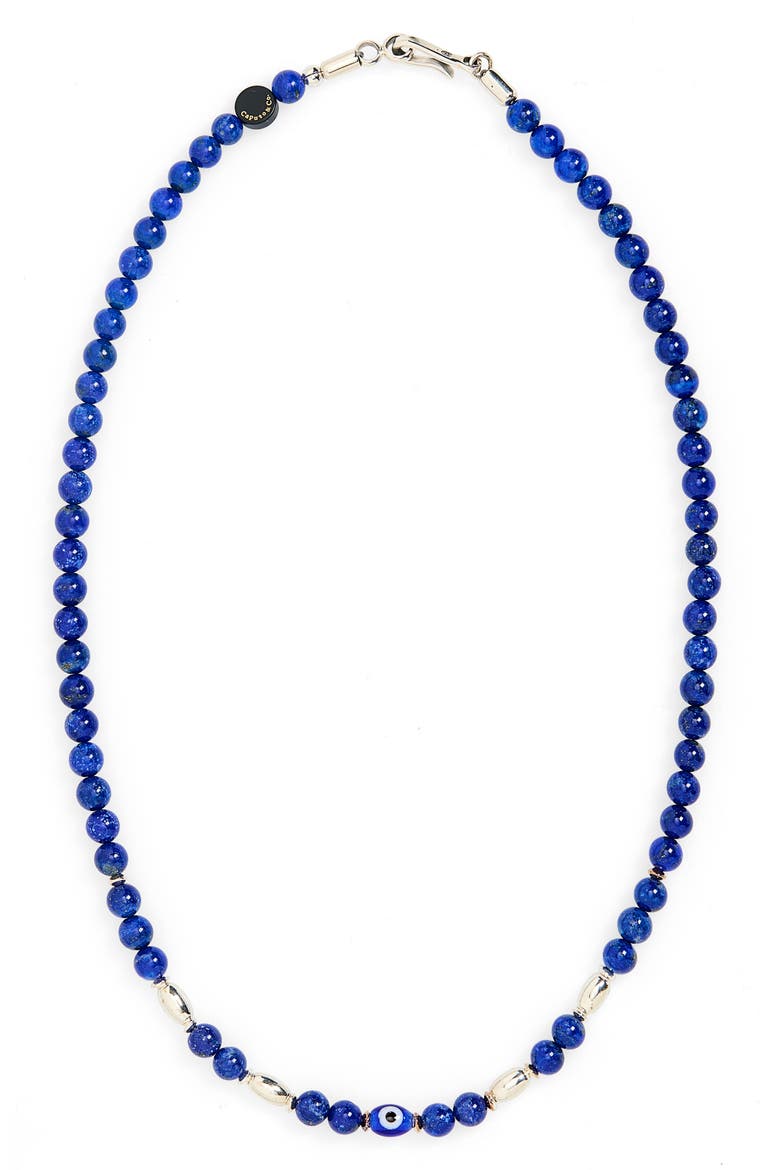 Men's Evil Eye Lapis Lazuli Bead Necklace, Main, color, LAPIS LAZULI