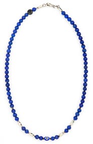 Caputo & Co. Men's Evil Eye Lapis Lazuli Bead Necklace