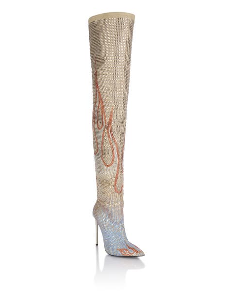 Suede Strass Boots Hi-Heels Overknees Flame Women