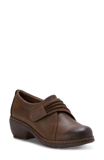 Shop Eastland Maggie Gathered Heeled Loafer In Bomber Brown