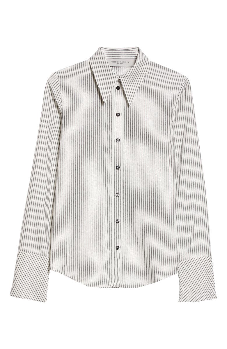 Golden Goose Journey Collection Slim Fit Stripe Button-Up Shirt, Alternate, color, Arctic Wolf/ Black