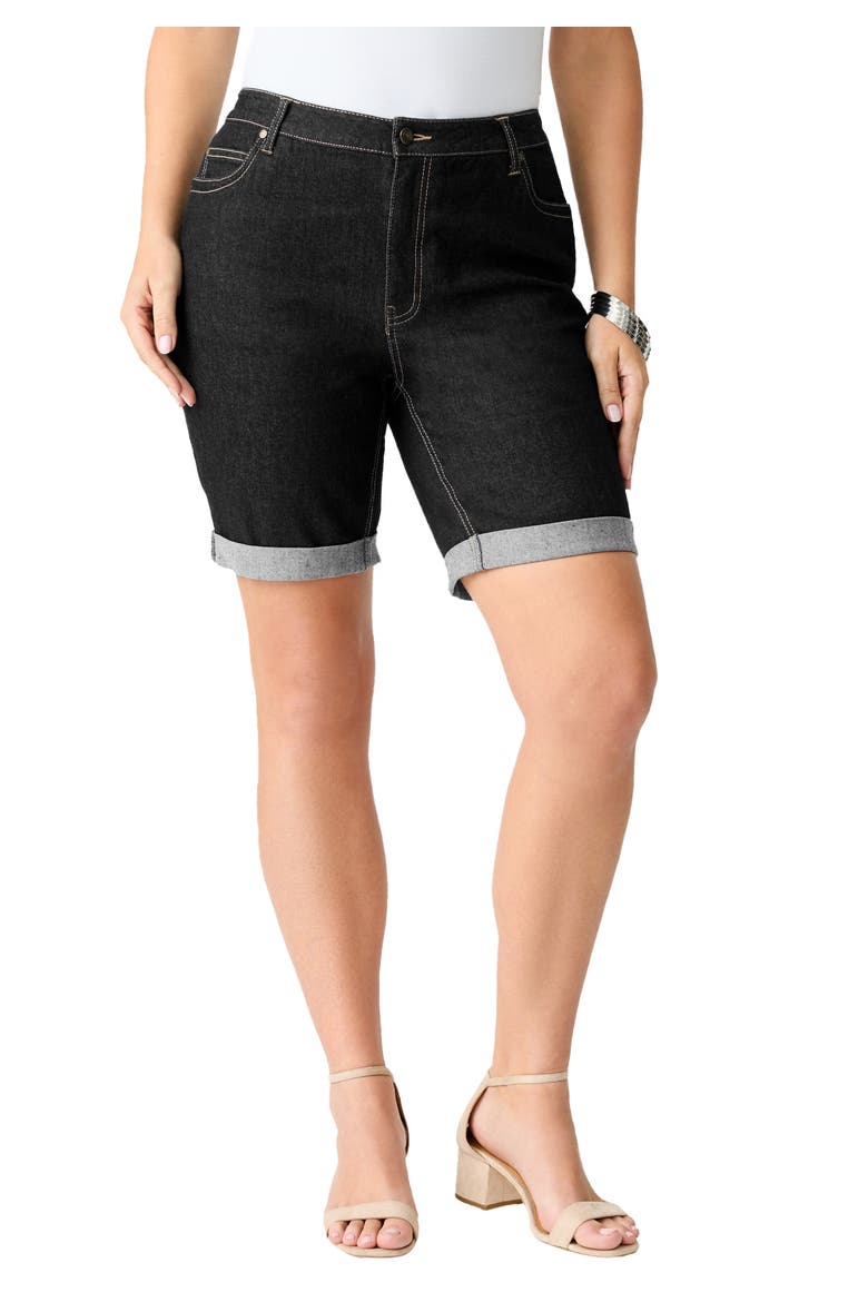 Plus Size 24/7 Cuffed Short, Main, color, BLACK DENIM