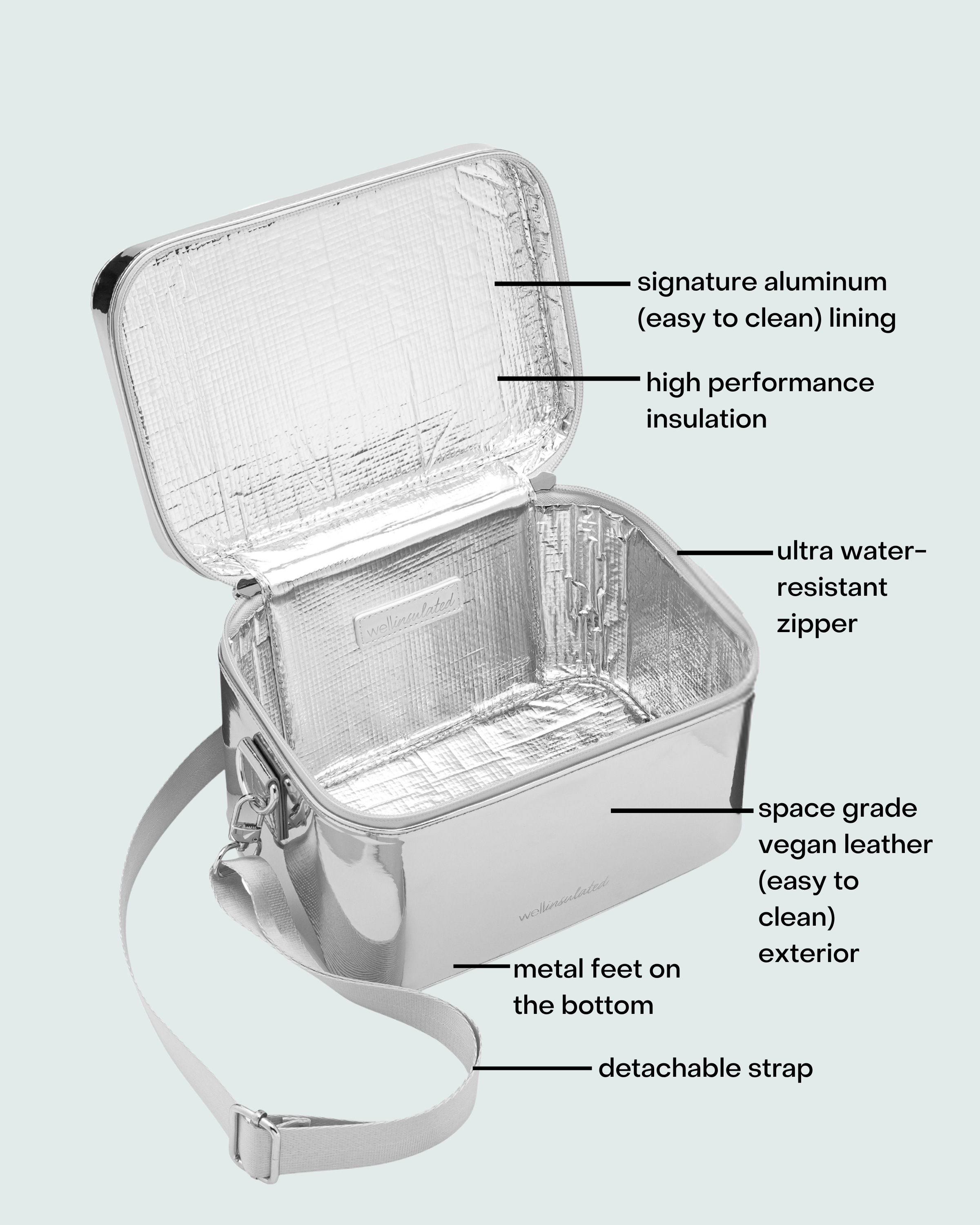 Performance Beauty Case + Strap, Alternate, color, Silver