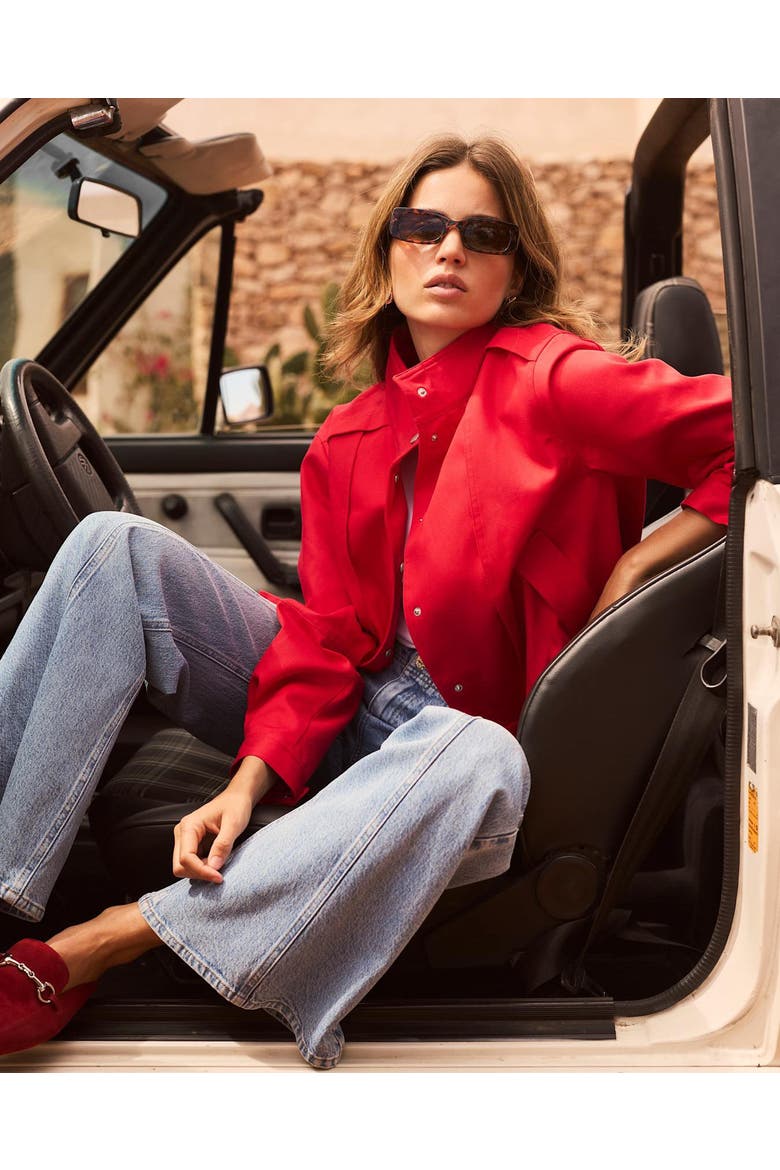 Funnel Neck Bomber Jacket, Alternate, color, Red