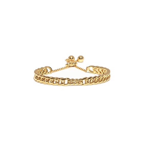 Zarux Simple Delicate Cuban Bracelet In Gold