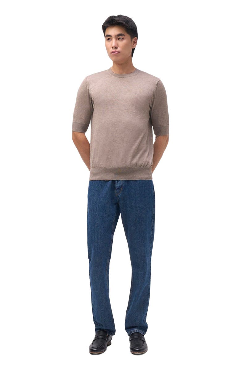 GOBI Mongolian Cashmere Silk Cashmere Crew Neck T-Shirt, Main, color, Timber Wolf