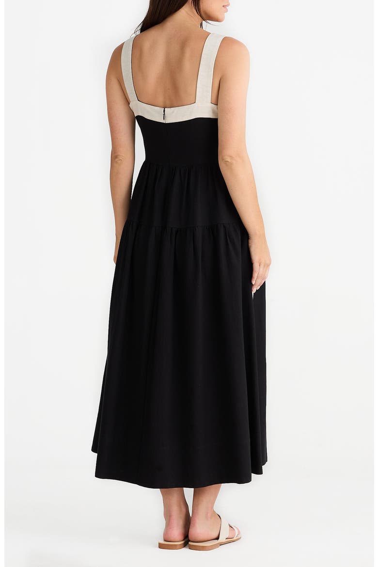Jolie Contrast Trim Midi Dress, Alternate, color, BLACK/ NATURAL