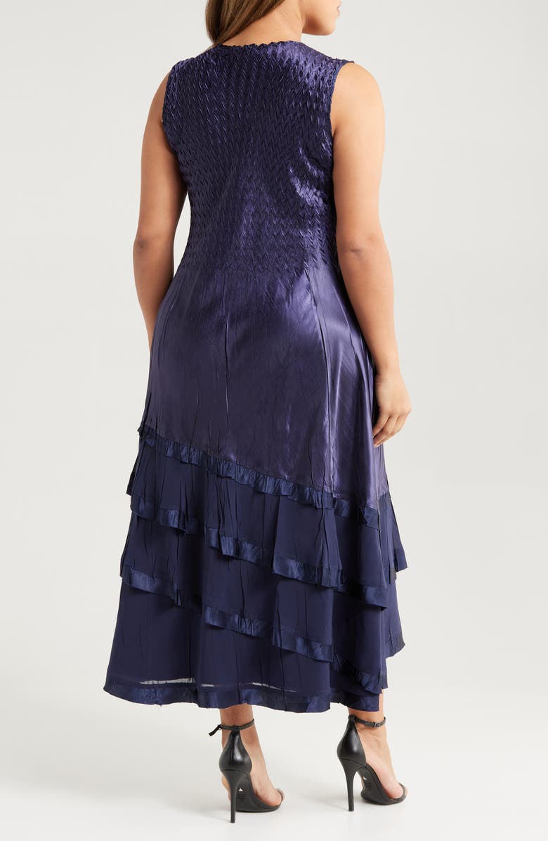 Komarov Satin Charmeuse & Chiffon Cocktail Midi Dress & Jacket Set, Alternate, color, 