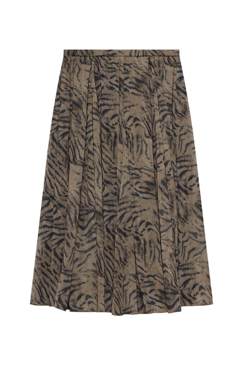 Flowy Printed Midi Skirt, Alternate, color, Brown
