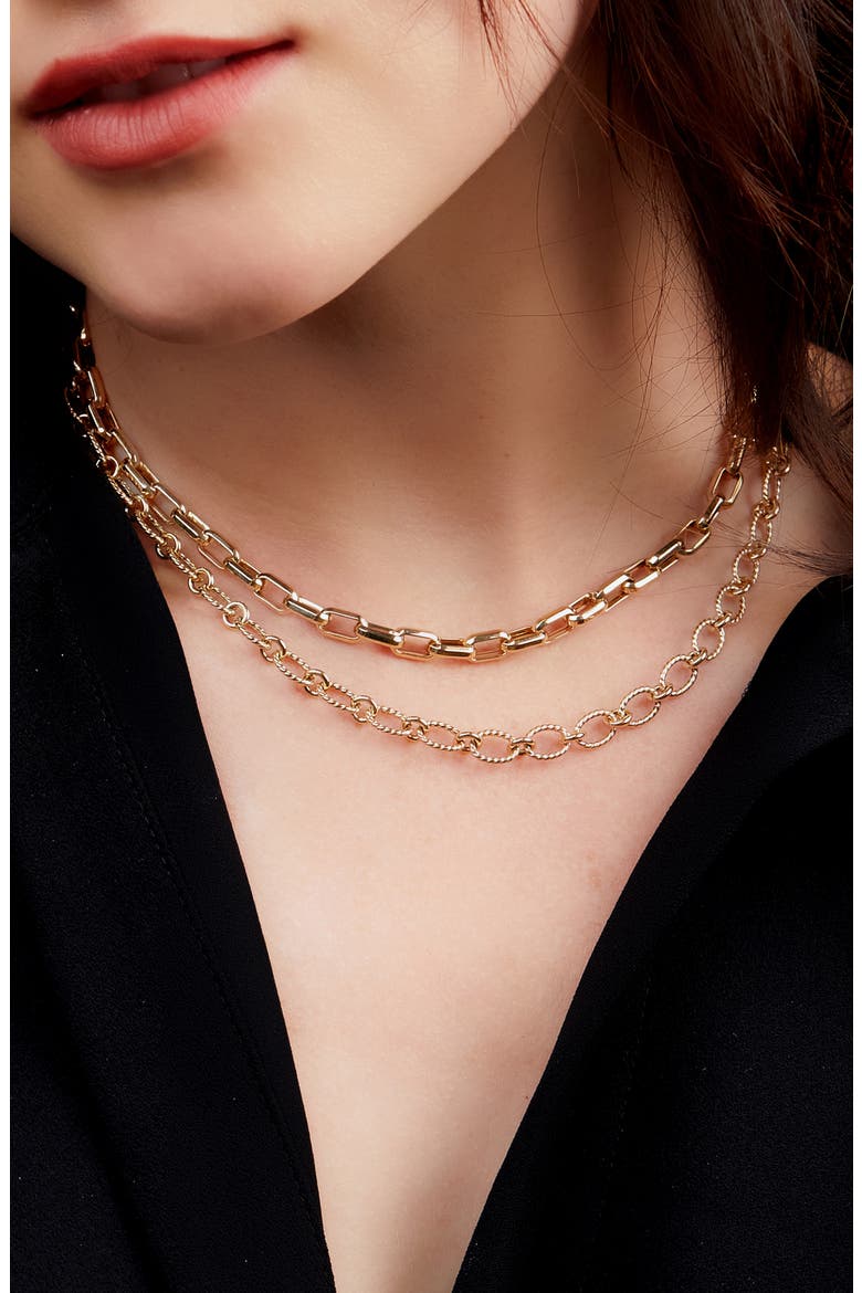 14K Gold Textured Link Necklace (Nordstrom Exclusive), Alternate, color, 14K YELLOW GOLD