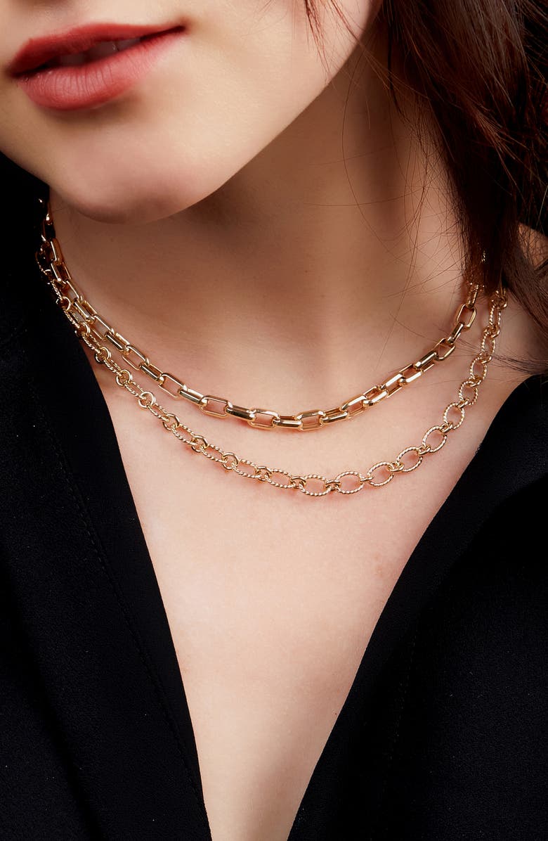 Bony Levy 14K Gold Textured Link Necklace, Alternate, color,