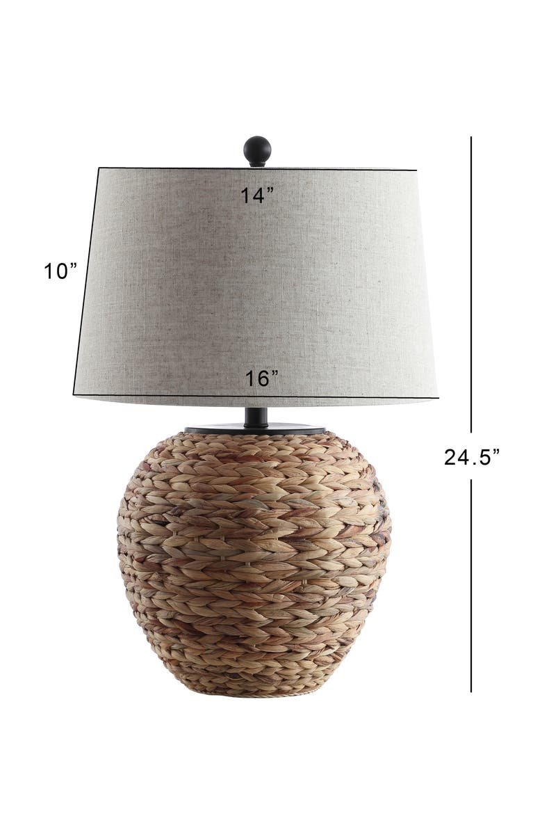 JONATHAN Y Alaro Farmhouse Coastal Water Hyacinth Basket LED Table Lamp, Main, color, Natural