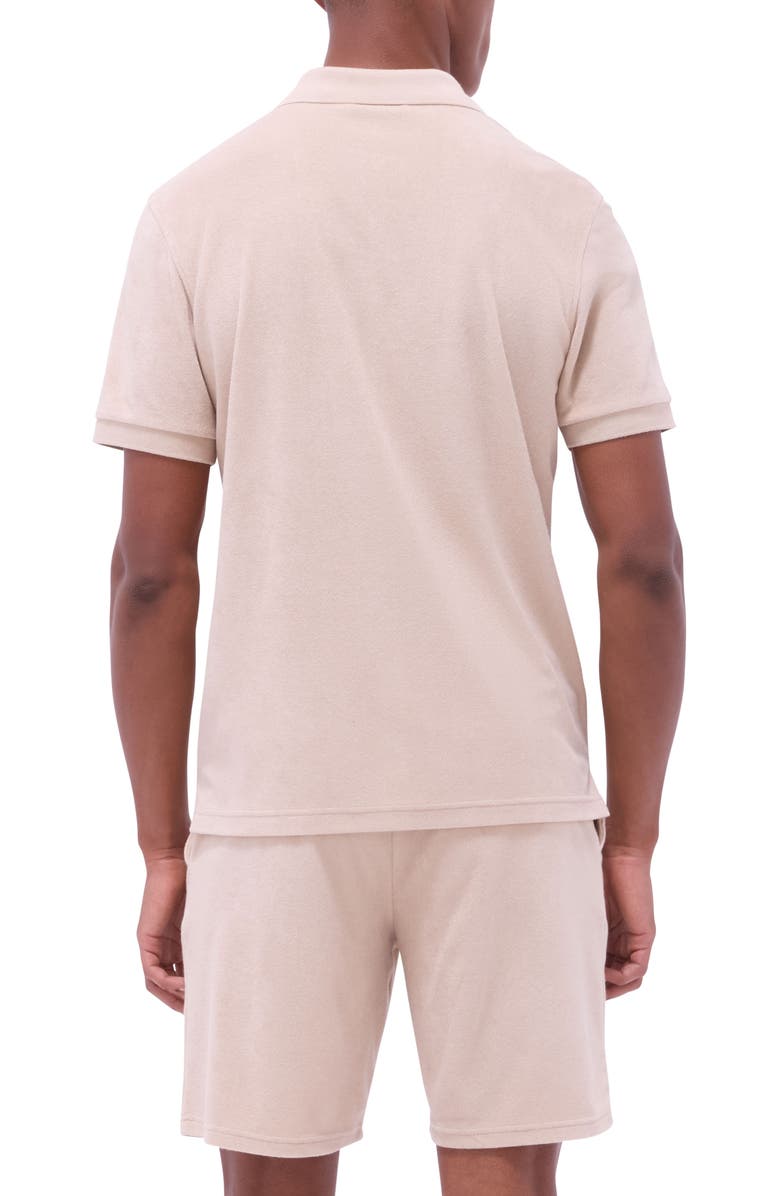 Bugatchi Cotton Blend French Terry Polo, Alternate, color, Sand