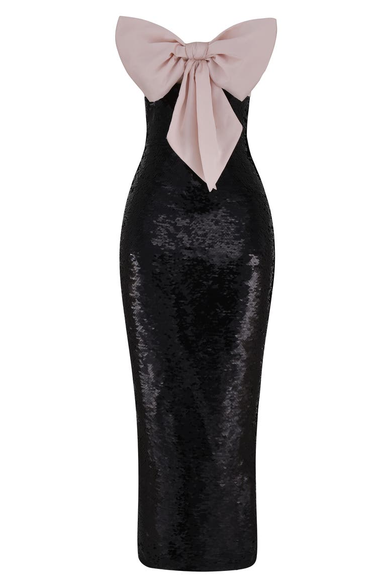 Holly Sequin Strapless Cocktail Dress, Alternate, color, BLACK