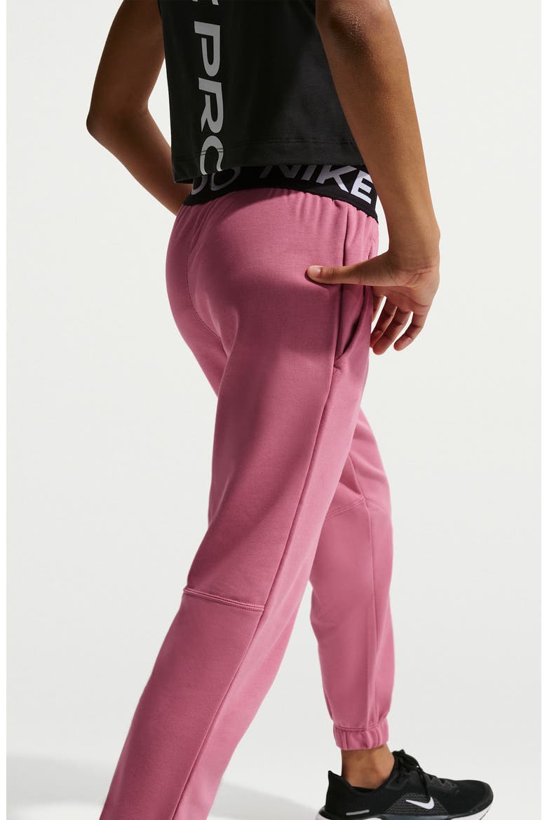Kids' Pro Fleece Elastic Waist Joggers, Alternate, color, PEONY/ PEONY/ BLACK / WHITE