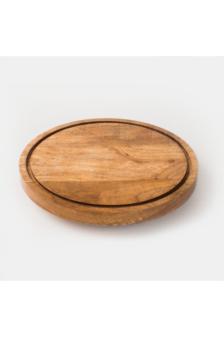 Handcrafted Mango Wood Rotating Cake Stand, Main, color, Natural Mango Wood