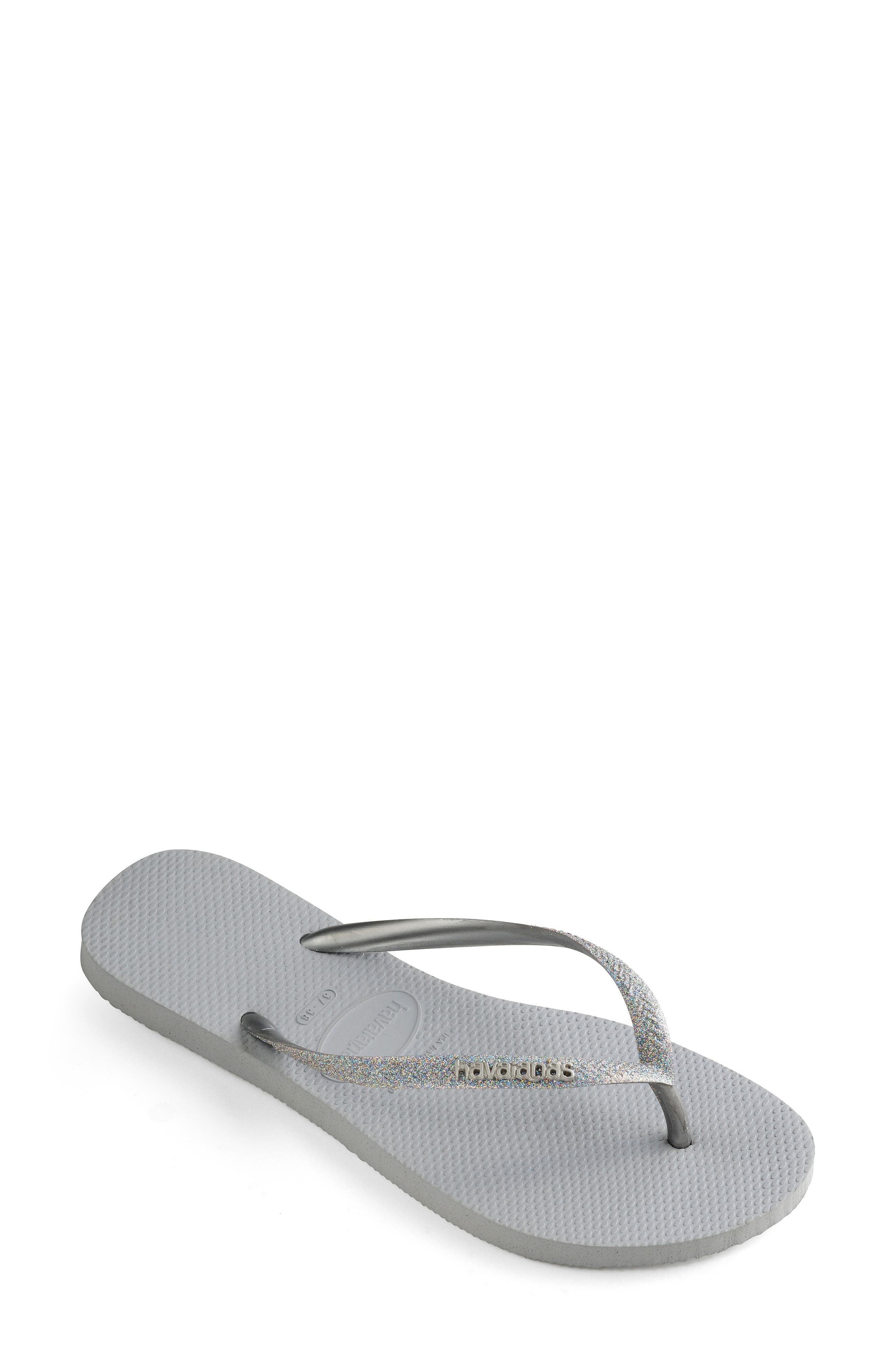 Slim Glitter Flip Flop, Alternate, color, ICE GREY/ GREY