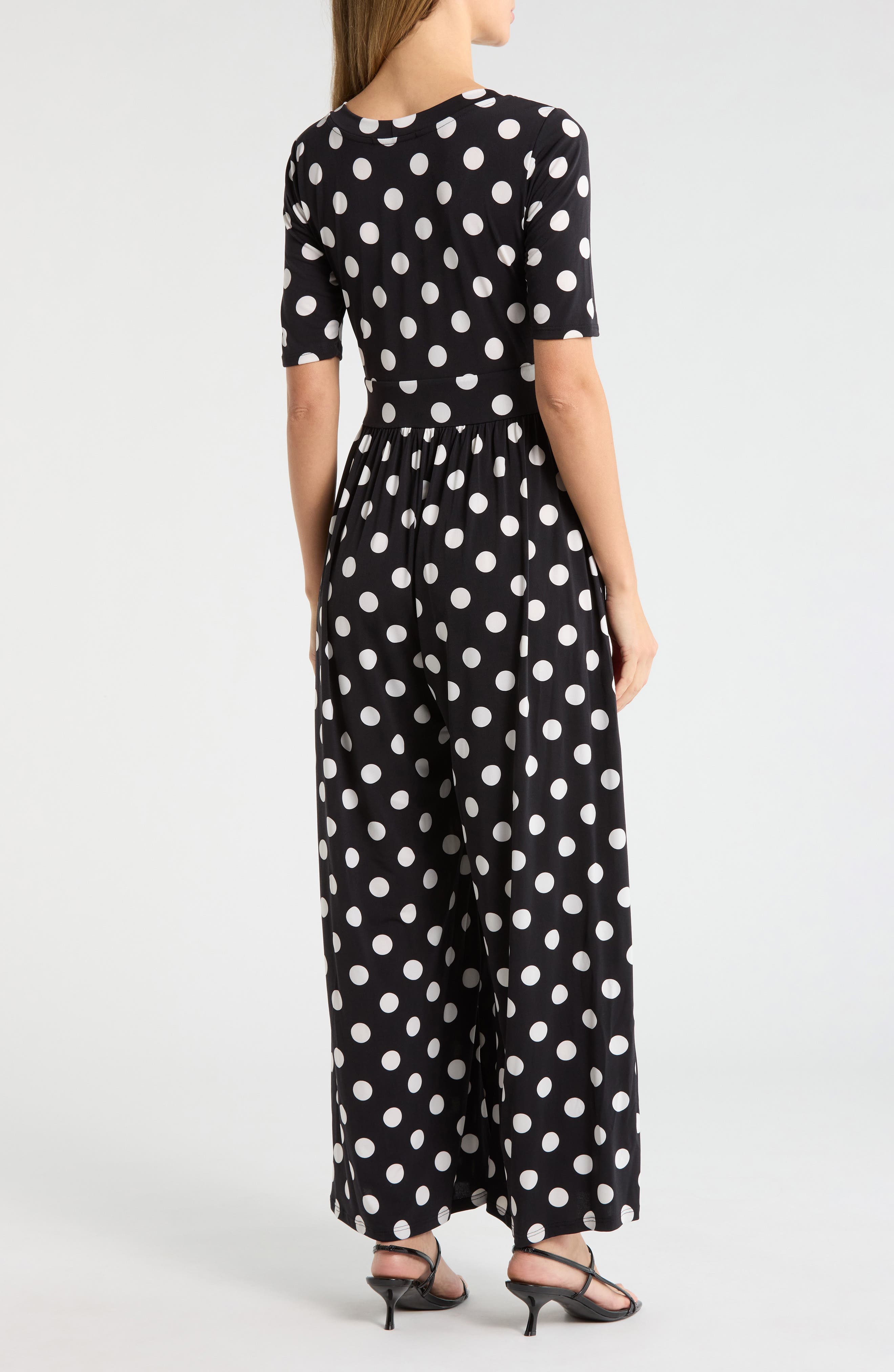 Polka Dot Print Wide Leg Jumpsuit - image 2