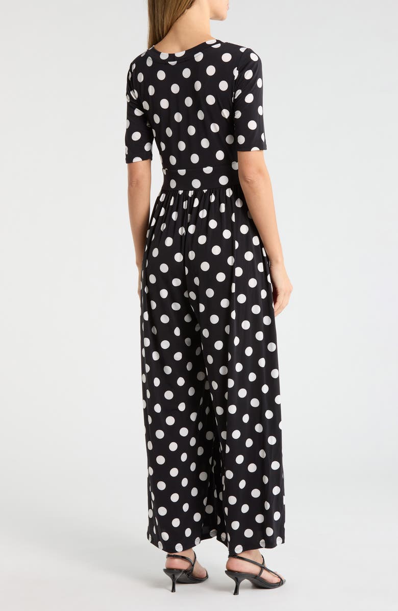 WEST K Polka Dot Print Wide Leg Jumpsuit, Alternate, color, Black/ White Polka Dot
