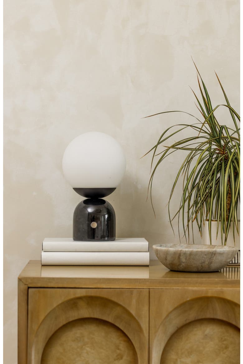 Mila 9.85" Marble LED Bedside Table Lamp with Built-In 3-Way Dimmer, Alternate, color, Classic Black