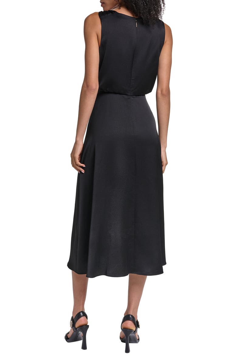 Satin Face Crepe Midi Dress, Alternate, color, BLACK