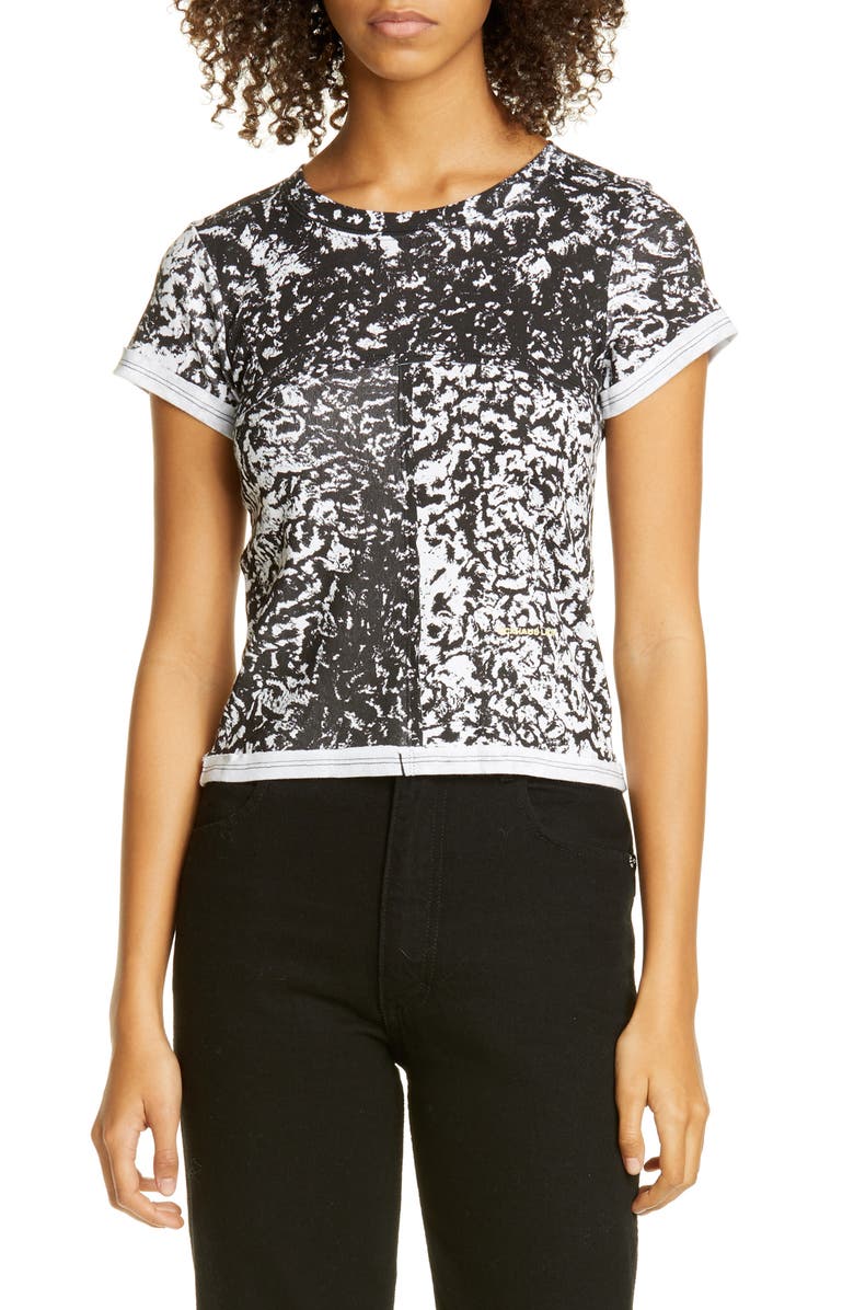 Eckhaus Latta Print Lapped Seam Baby Tee, Main, color, 